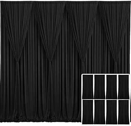 8 panela crna pozadina stranačka zavjesa bez bora Crne foto zavjese pozadinske zavjese ukras od tkanine za rođendansku zabavu 40ft