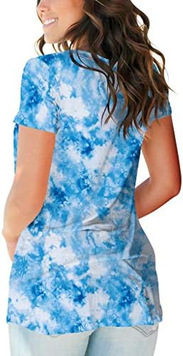 Ženske ljetne majice, ženske ljetne tunike širokog kroja s izrezom u obliku slova u i gradijentnim printom kratkih rukava, bluze košulje