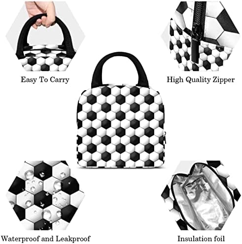 Ženska torba za ručak za muškarce, ženska kutija za ručak, crno-bijela geometrijska šesterokutna mreža