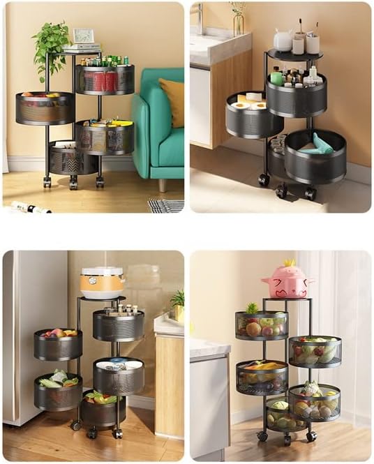 BHVXW višeslojni stalak za skladištenje kuhinje rotirajuće košarice košarice povrće i voćni stalak za kuhinju za kupaonicu