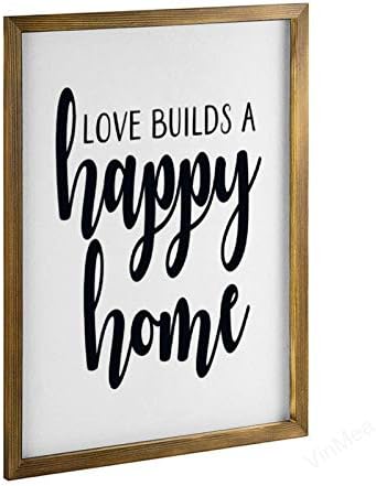 Vinmea dekor za dom Wood Sign Love gradi sretni dom uokviren drvenom znakom, rustikalni zidni umjetnički znak 16 x20