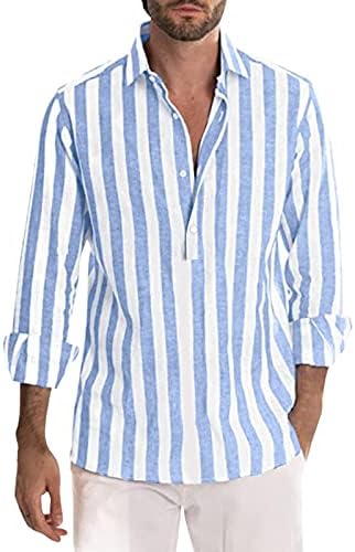 Muška modna ležerna prugana latna kopča košulja dugih rukava Top Bluza casual majica