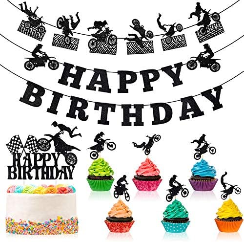 20 komada rođendanska dekoracija rođendanska zabava Pribor za zabavu banner torta Cupcake motokros Topper tematska rođendanska zabava