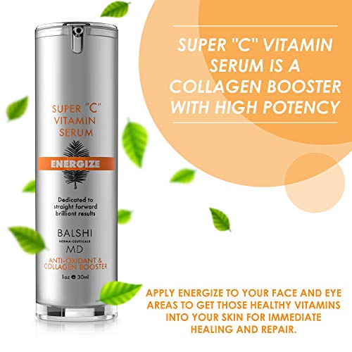 Energize serum vitamina C za lice i oči - Klinička čvrstoća kolagena Potaknite serum protiv starenja s trostrukom mješavinom vitamina
