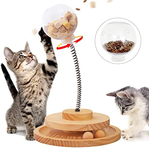 Interaktivna igračka za mačke za mačke s 2 razine staze za mačke s 4 uklonjive kuglice, igračke za hranjenje kućnih ljubimaca, igračke