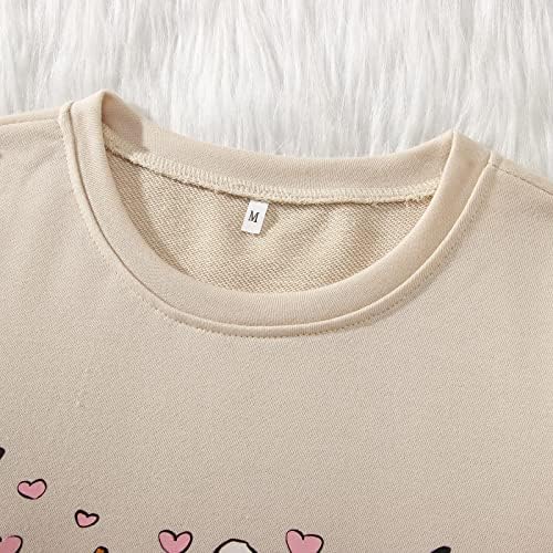 CM C & M WODRO Žene Valentinovo košulja za kavu Dugi rukavi Slatki nativnici Ljubavno srce Srča