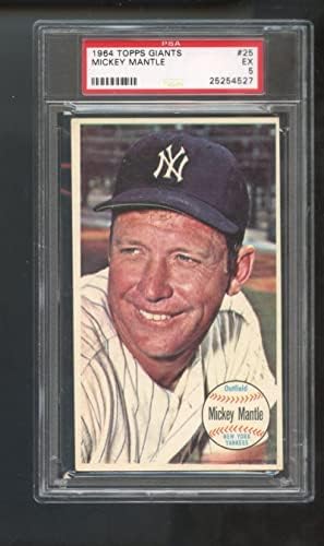1964. Topps Giants 25 Mickey Mantle PSA 5 Ocjenjiva bejzbol kartica New York Yankees - Banzibalska ploča s rookie karticama