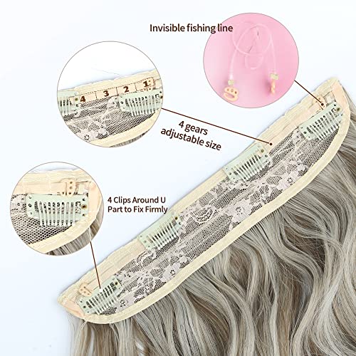 Nevidljivi žičani nastavci za kosu s prozirnom žicom podesive veličine 4 sigurne kopče dugi valoviti tajni šinjon za žene