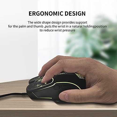 Gaming miš Greshare, 4-u boji optička gaming miš s pozadinskim osvjetljenjem, ergonomski USB kabel s rezolucijom od 7200 dpi i 6 pomoću