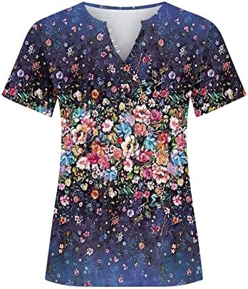 Spring Henley majice za žene laskava slatka plaža bluza gumba up v vratna majica ljetna cvjetna tiskana tunika vrhova