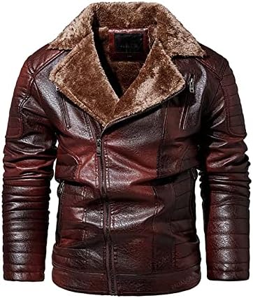 Muške kožne jakne modna jesen zima toplo runo obloge plišani rever casual motociklističke jakne kaputa vrhovi