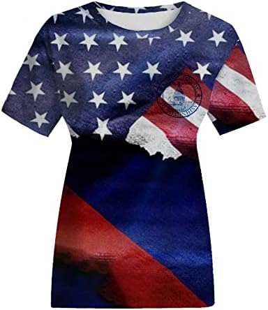 Patriotske košulje za žene vrhovi kratkih rukava usa zastava tiskane majice okrugli vratni majica
