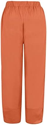 Povremene Capri hlače za žene Ljetne pamučne posteljine harem hlače cvjetni print modni salon za plažu s džepovima