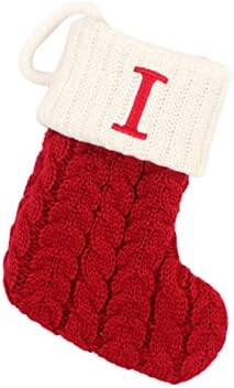 Todozo božićne čarape s inicijalima velikim vezenim slovima pletena crvena bijela božićna čarapa za obiteljske odmor i božićno drveće