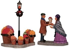 2001. Set dobavljača cvijeća od 2 božićne seoske figurice