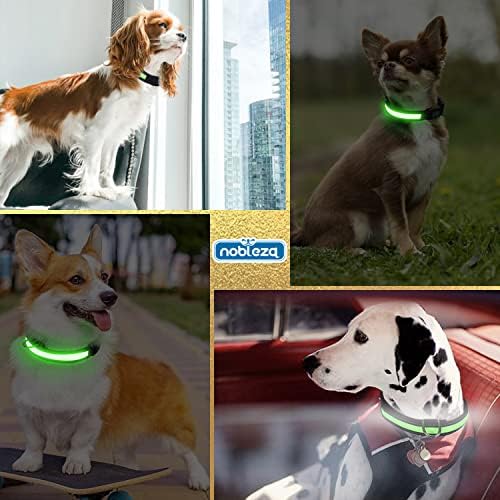 Osvijetlite pseće ovratnike, Nobleza USB punjiva LED ovratnik za pse, vodootporni osvijetljeni pseći ogrlice za noćnu sigurnost