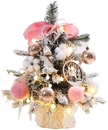 Indyah Mini božićno drvce, umjetno božićno drvce, s malim LED svjetlima i baza od platnene torbe za radne površine i stol klasične