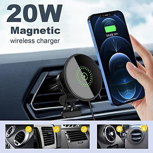 20W magnetski bežični punjač automobila za bežični telefon, kompatibilan s magsafe automobilskim nosačem s funkcijom brzog punjenja,