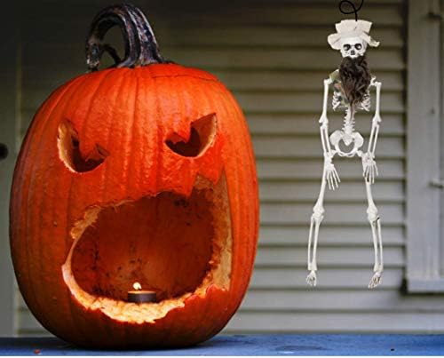 Viseća skeleta Halloween Figurica s pokretnim spojem, bradom i šeširom, 16 inča