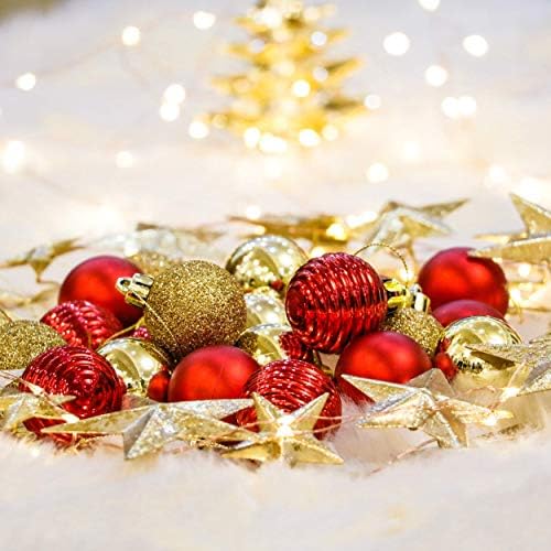 Valery Madelyn Luksuzno crveno zlato božićne kuglice Skupak | 50ct 60 mm božićni kuglični ukrasi + 24CT 40 mm božićne kuglice za dekor