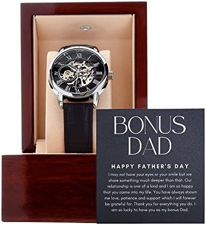 Bonus tata Dan oca dar od kćeri, Pazite na tatu, muški otvoreni sat sa kutijom za očeve, kožni remen, kostur biranje, muški otvoreni