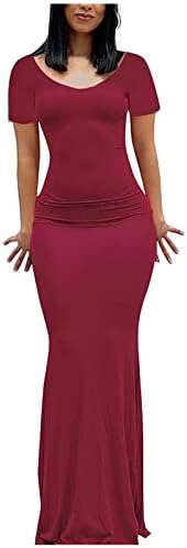 Ženske Ležerne ljetne haljine kratkih rukava 2023 seksi jednobojne duge Ležerne kućne haljine u boji;