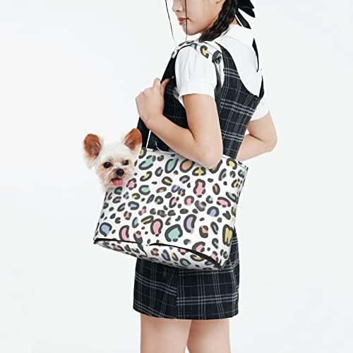Mekana reverzibilna putna torba za kućne ljubimce pastelno duga Leopard prijenosna mala torbica za pse / mačke