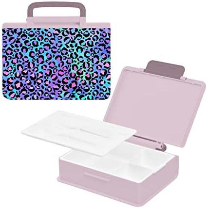 Alaza leopard print Cheetah Purple Bento kutija za ručak bez BPA bez ikakvih propusnih kontejnera s vilicom i žlicom, 1 komad