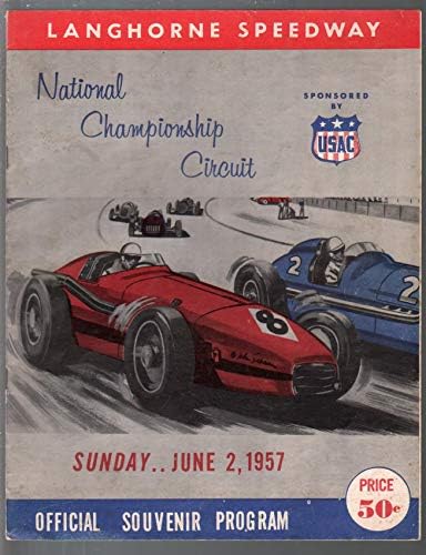 Langhorne Speedway Usac Auto Race Program 6/2/1957-INDY CARS-ROGER WARD-FN-