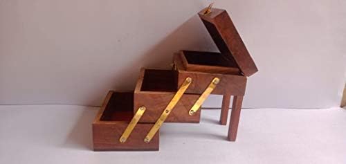 3 sklopiva ručno izrađena mango drvena kutija za nakit za žene organizatore za ručni poklon predmeti