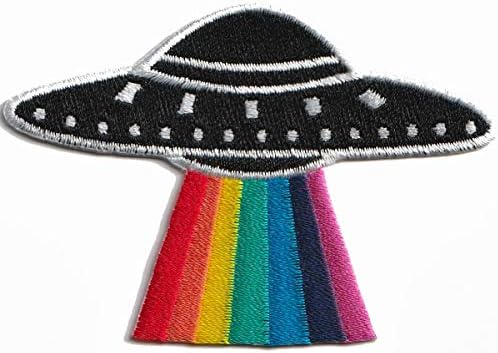 Puno od 3 kom. Alien Grey Grey E.T. Rainbow UFO paranormalno područje 51 DIY Tri vezene primjene Iron-na flasteri