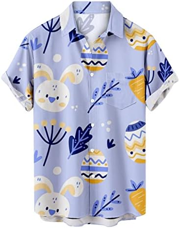Uskrsne majice za muškarce plus veličine havajske modne tiskane košulje kratki rukavi majice vrh s džepovima puloveri