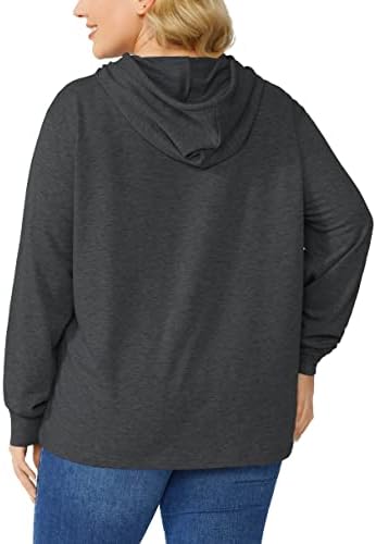 Zerdocean Women Plus Size povremene dukserice kapuljače tunične vrhove pulovera izvučenih džepova s ​​džepovima