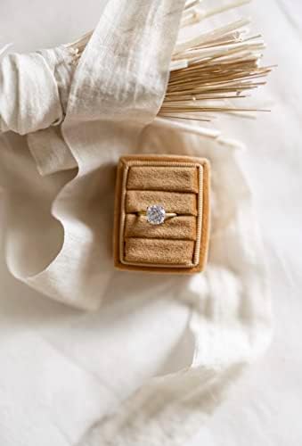 Velvet prsten kutija 3 utora za prsten pravokutni vjenčanja angažiranje fotografije
