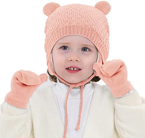 Enjocho mališani zimski šešir za uši i rukavice set baby warm fleece pletene rukavice od vunenog šešira postavljene za djecu