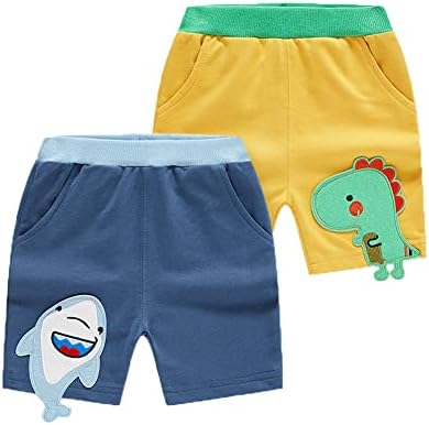 Feidoog Toddler Boys Boys Summer 2 Pack Shorts, elastični struk, dinosaur pamuk casual kratke hlače