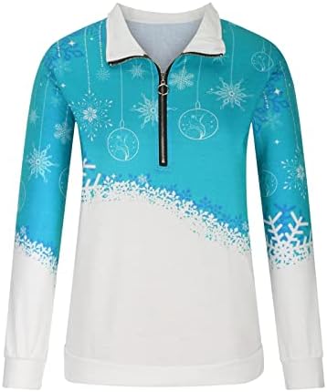 Četvrtina zip up pullover žene smiješne božićne dukseve labave ležerne bočne košulje košulje dugih rukava košulja