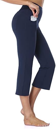Safort 19 21 23 Inseam Redovita visoka visoka struka Capri bootcut joga hlače s džepovima za žene