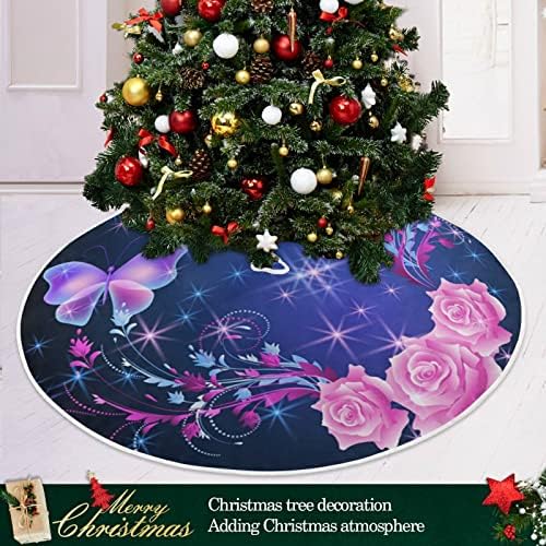 Oarencol leptir ruže božićno drvce suknja 36 inčni ružičasti cvjetni fantazija božićni odmor za zabavu na drvetu ukrasi