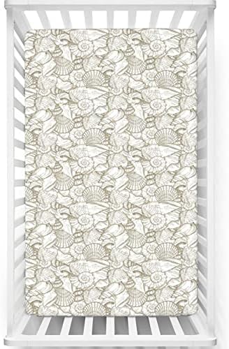 Seashells Tematske obloge za krevetiće, Standard Hrib madrac opremljeni list mekanog i rastezljivog ugrađenog lima s lima za djevojčice