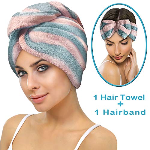 Turban za omatanje ručnikom za kosu od mikrovlakana, super upijajuća, brzo sušeća kapa za dugu kovrčavu kosu, premium Ultra mekana