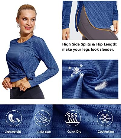 G4free žene dugi rukavi UV majice Brze suhe vlage Wicking Pješačke majice vrhovi za žene za žene
