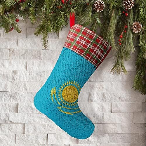 Kazahstanska zastava Sedlin Božićna čarapa Sjajni zid za viseće ukrase ukras za božićno stablo za odmor