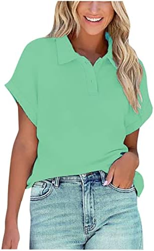 Ženski vrhovi 2023 Ljetna moda V vrat kratki rukavi košulje Drvane ležerne labave tunične bluze s džepom