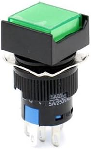 Prekidač s gumbom od 16 mm s kvadratnim poklopcem LED žarulja zelenog svjetla od 110 do 5 do 3 kom.