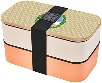Grb Argentina Double Bento kutija s naramenicama ， Opremljen nožem za jelo, vilicom i žlicom ekološki prihvatljive za hranu PP Materijal