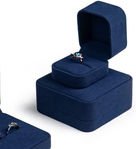 Aiigistar kutija s prstenom, kutija s jednim nakitom, sve zamotana kožom mikrovlakana za prijedlog, ceremoniju vjenčanja, kutija za