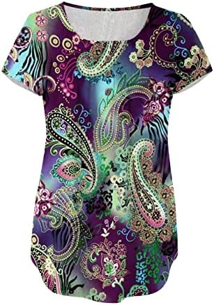 Mrgiinri ženske ljetne modne tunike vrhovi 2023 casual haljina kratkih rukava majice boho cvjetne slatke majice bluze za gamaše