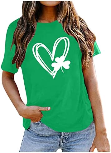 Fandream St. Patricks majice majice 2023 Kratki rukavi opuštene košulje o vratu casual work out tops teretana za žene