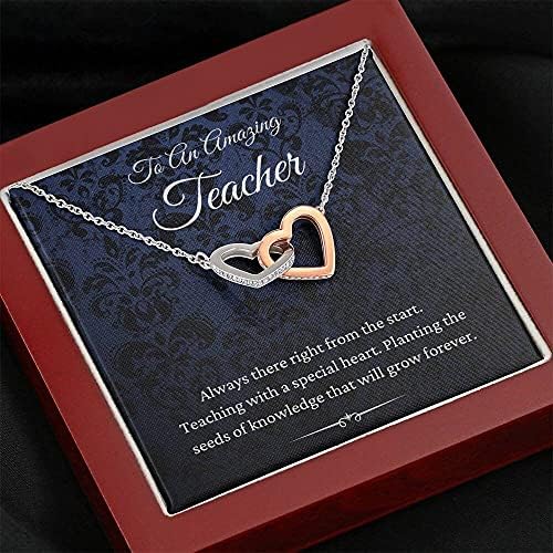 Nakit za poruke, ručno izrađena ogrlica- Personalizirani poklon za isprepletenost srca Ogrlica za učitelje, citat za inspiraciju, božićni